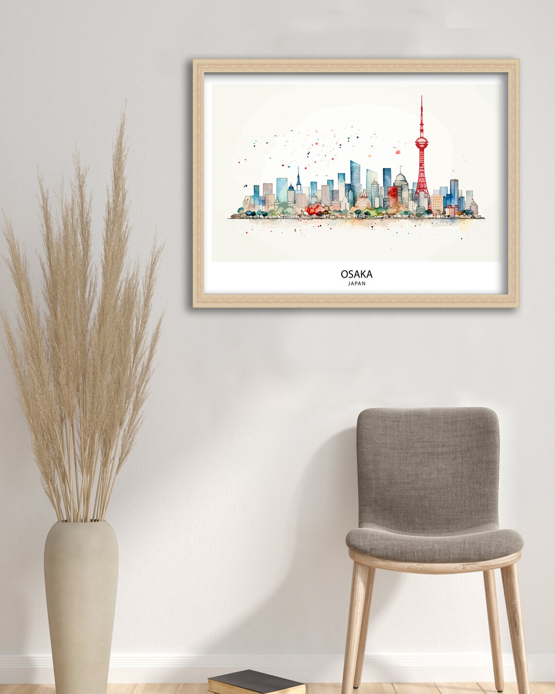 Osaka Japan City Skyline Watercolor Modern Cityscape Travel Poster - Image 2