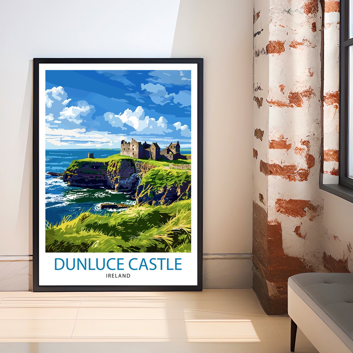 Dunluce Castle Ireland Cliffside Ruins Coast Vintage Travel Poster - Image 2