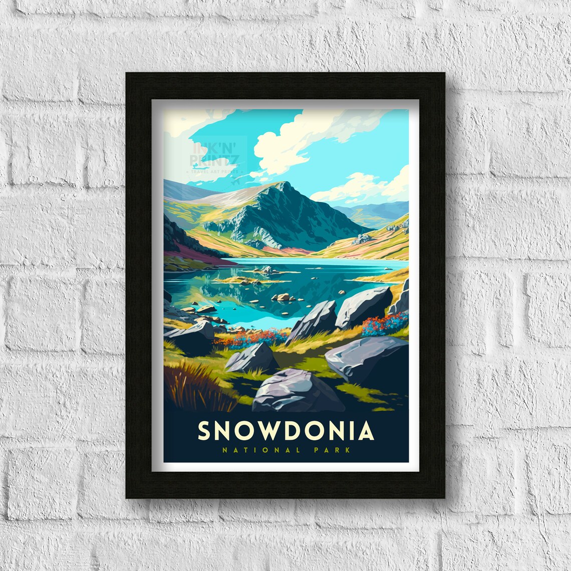 Snowdonia Travel Poster, Wales Landscape Print - Image 3