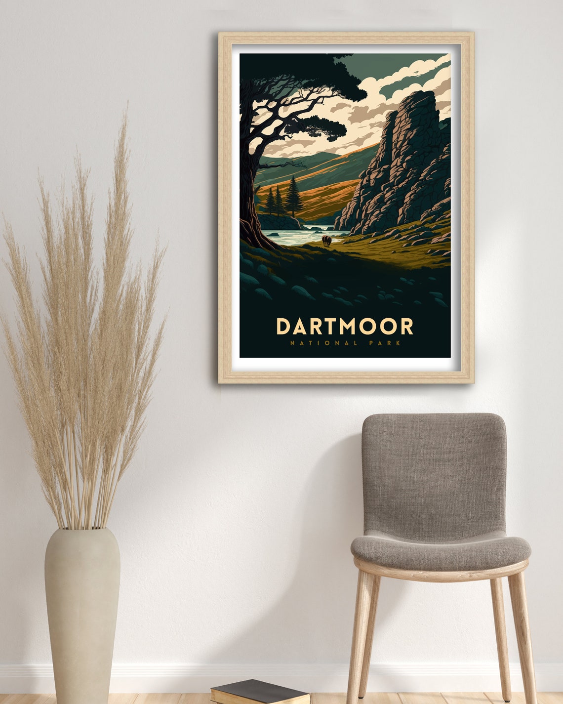 Dartmoor National Park Moody Rocky Tor River Valley Travel Poster - Image 3