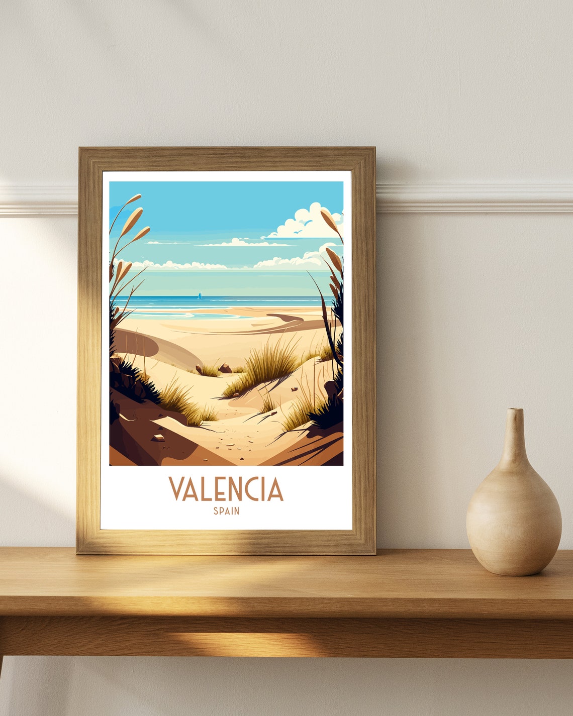 Valencia Spain Sandy Beach Dunes Summer Coast Vintage Travel Poster - Image 3