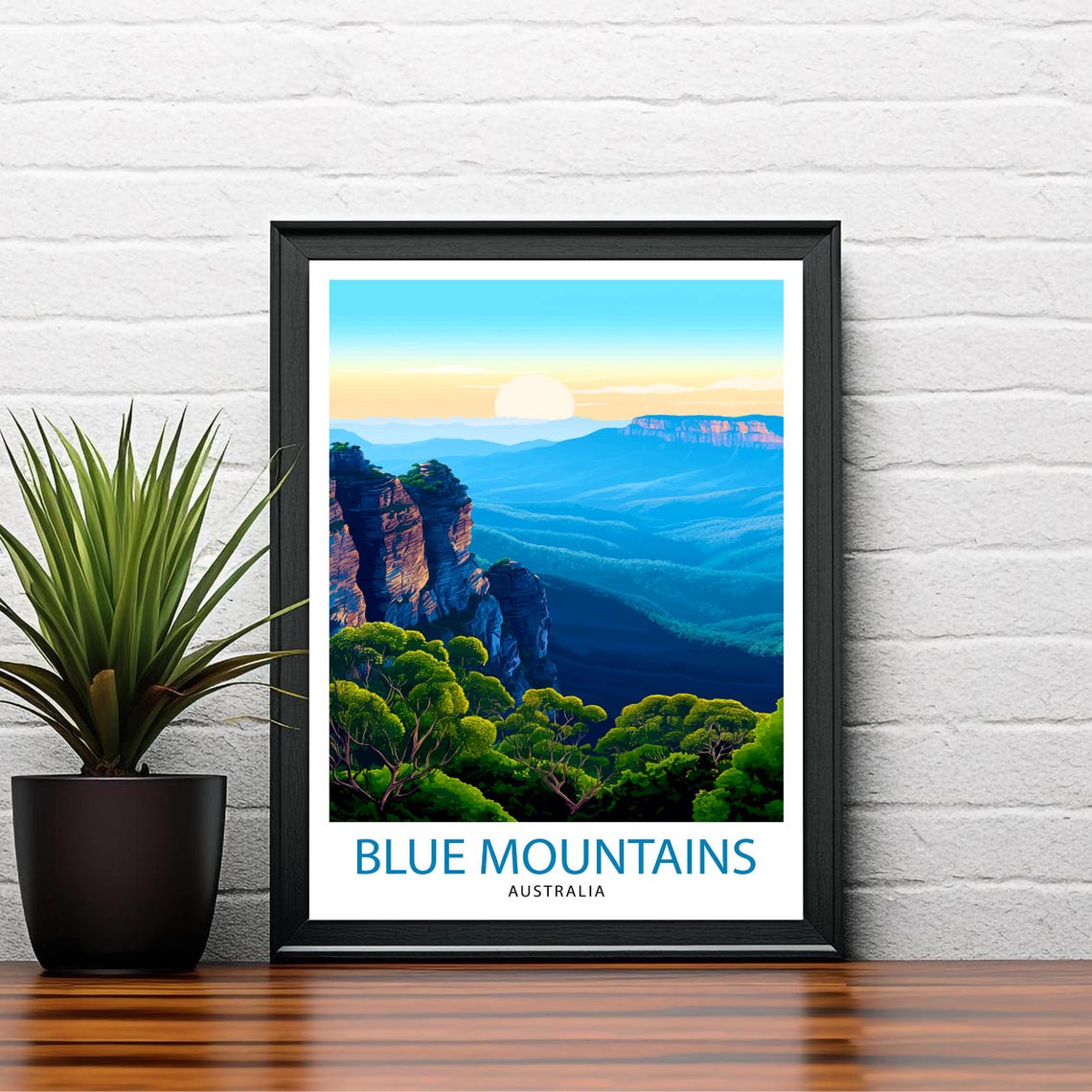 Blue Mountains Australia Sunrise Sandstone Cliffs Valley Poster - Image 2