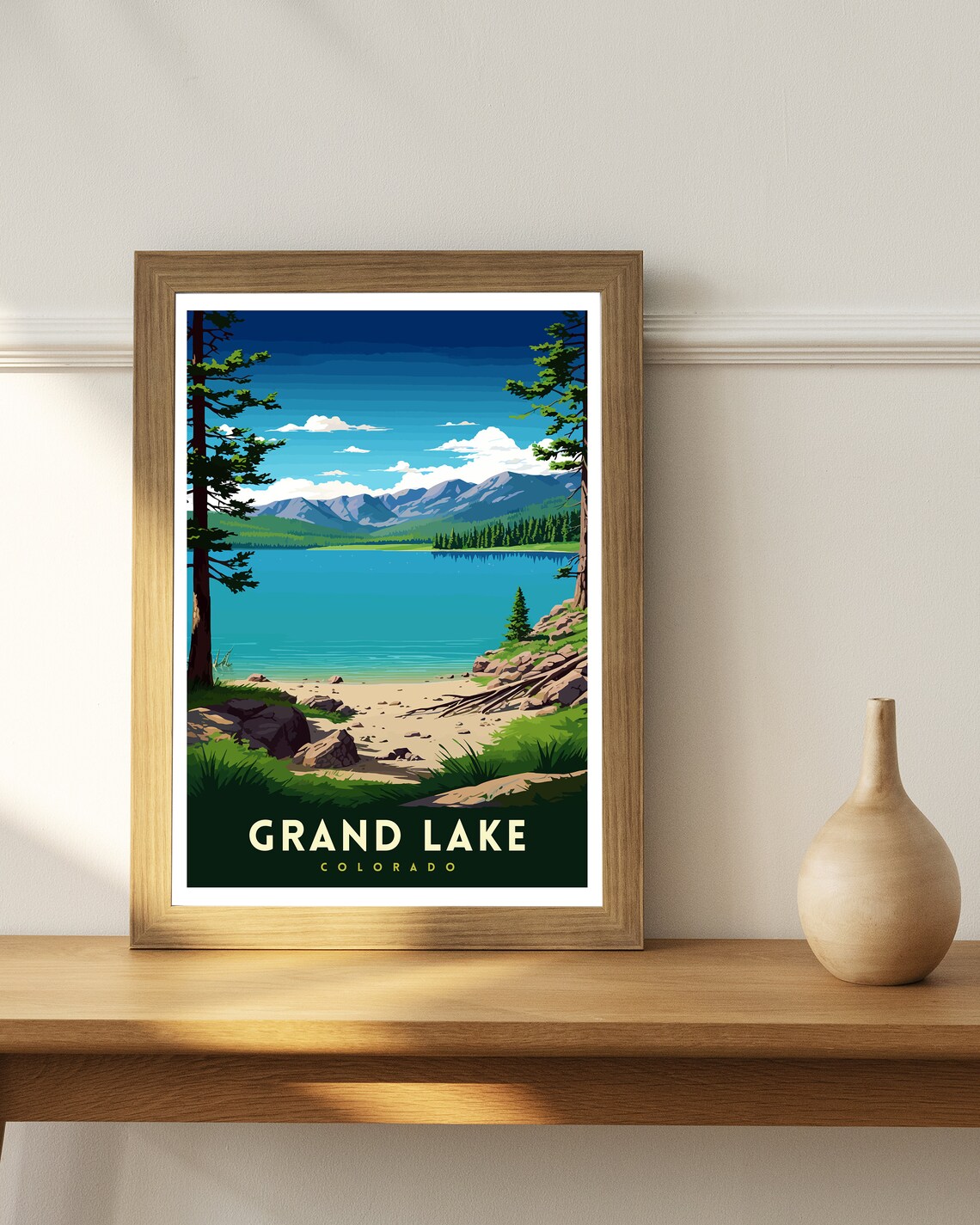 Grand Lake Colorado Travel Poster, Rocky Mountains - Image 2