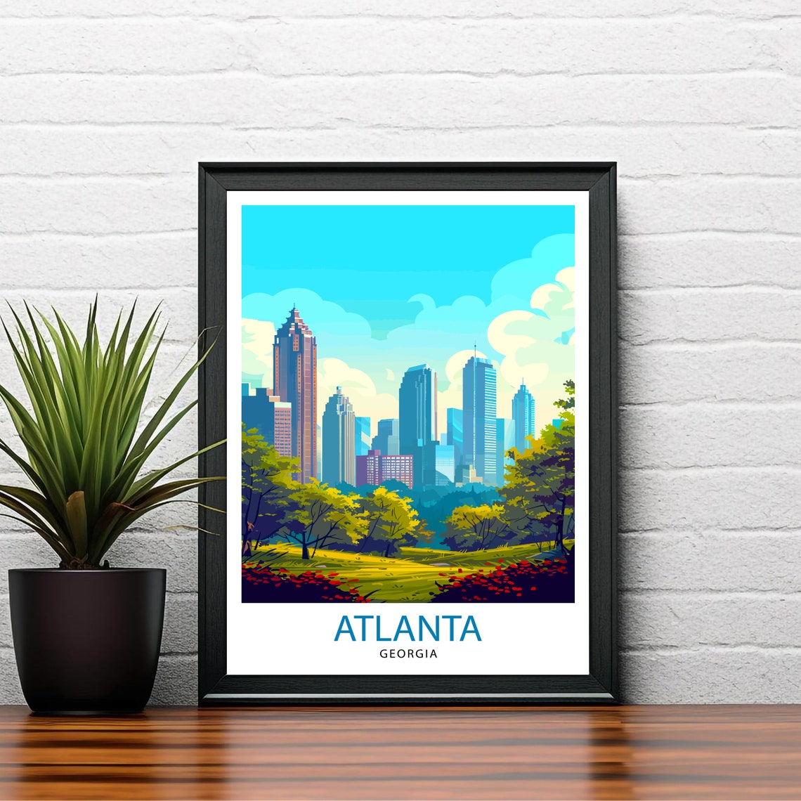 Atlanta Travel Print Atlanta Wall Decor Atlanta Home Living Decor Atlanta Illustration Travel Poster Gift For Atlanta Georgia Home Decor - Image 2