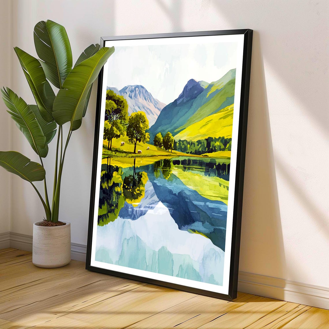 Buttermere Lake District Mirror Lake Trees Fells Reflection Art Poster - Image 2