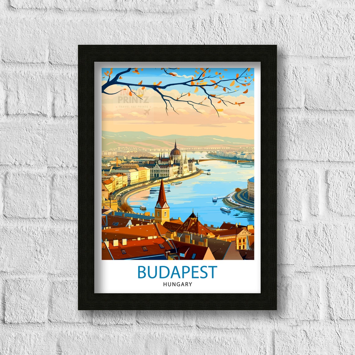 Budapest Hungary Danube River Parliament Travel Cityscape Poster - Image 3