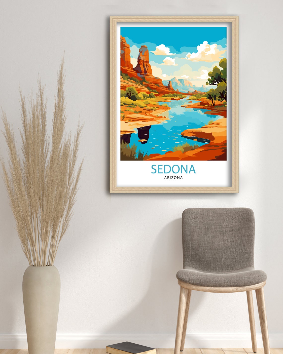 Sedona Arizona Golden Red Rocks Desert River Canyon Scene Poster - Image 3