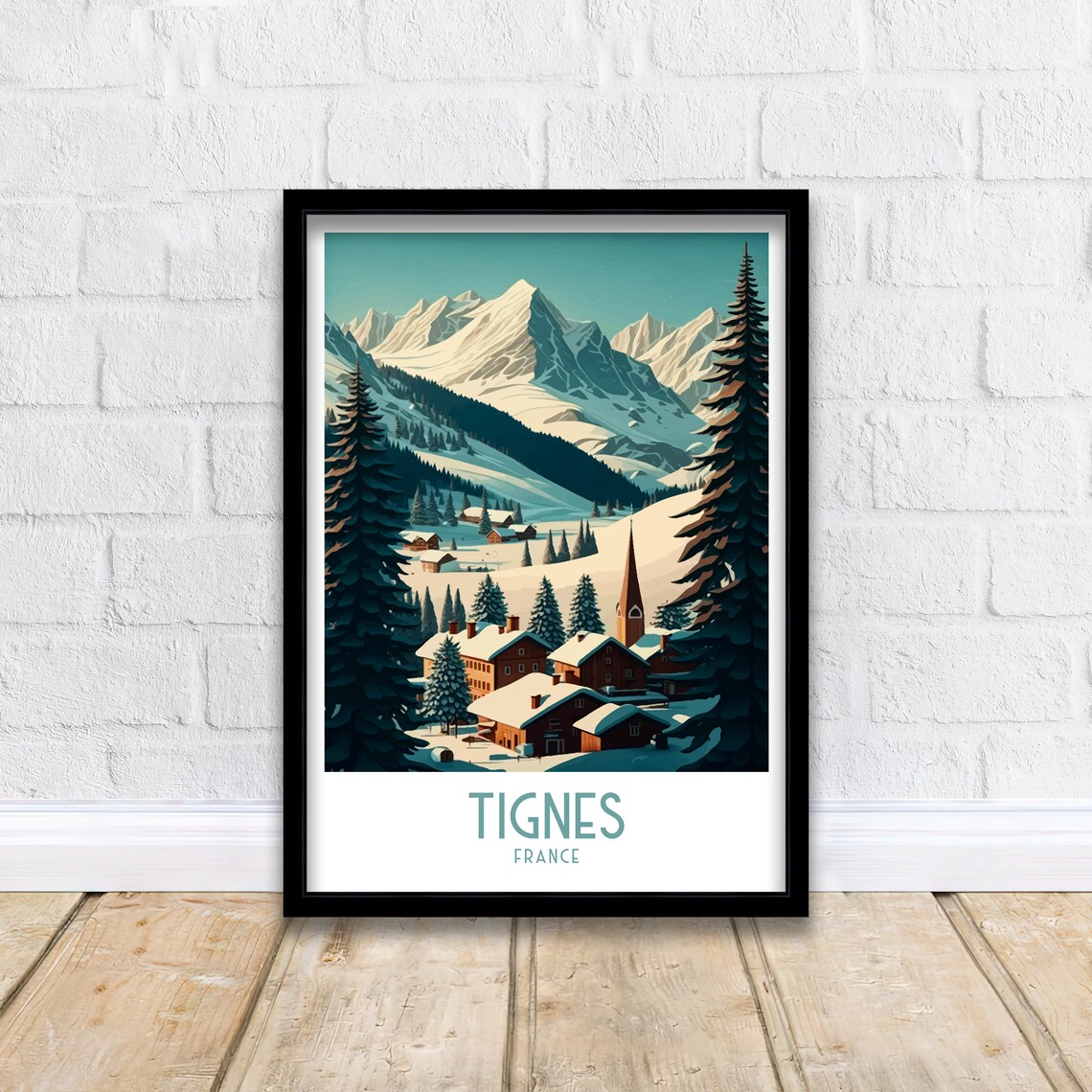 Tignes Travel Print, French Alps Ski Art Poster - Image 2