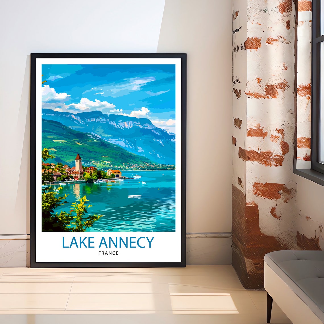 Annecy France Travel Print Annecy Wall Art France Travel Poster Annecy Lake Illustration Gift For Annecy Traveler Annecy Home Decor - Image 3