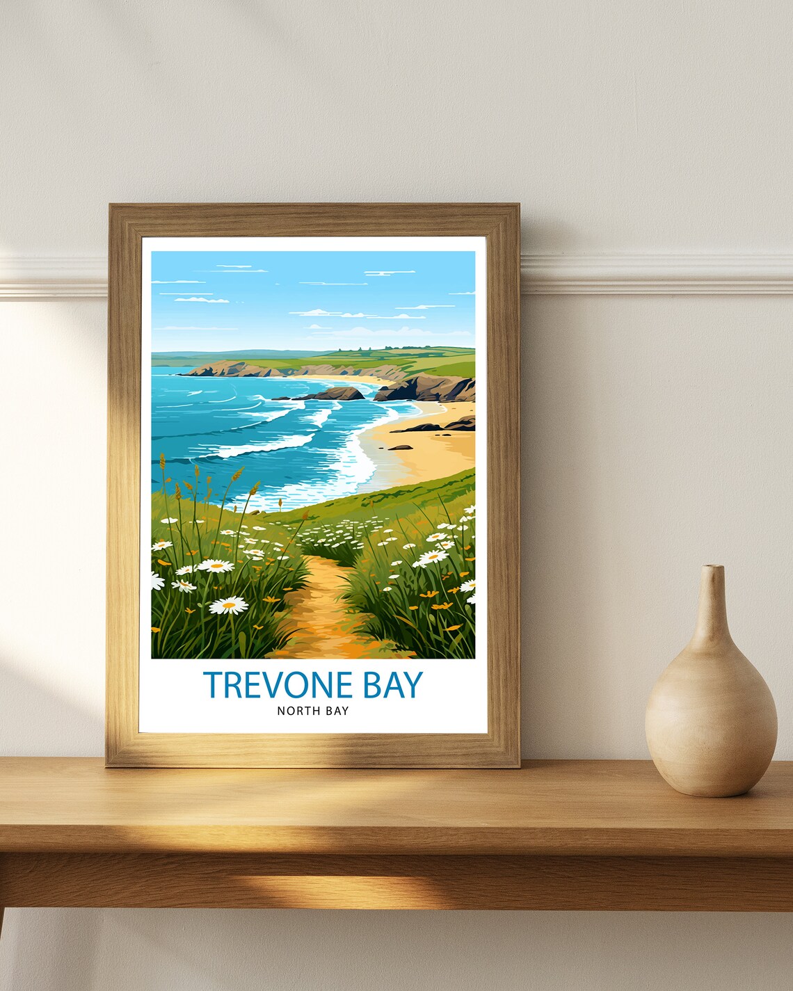 Trevone Bay Cornwall Travel Poster, Place Print - Image 2
