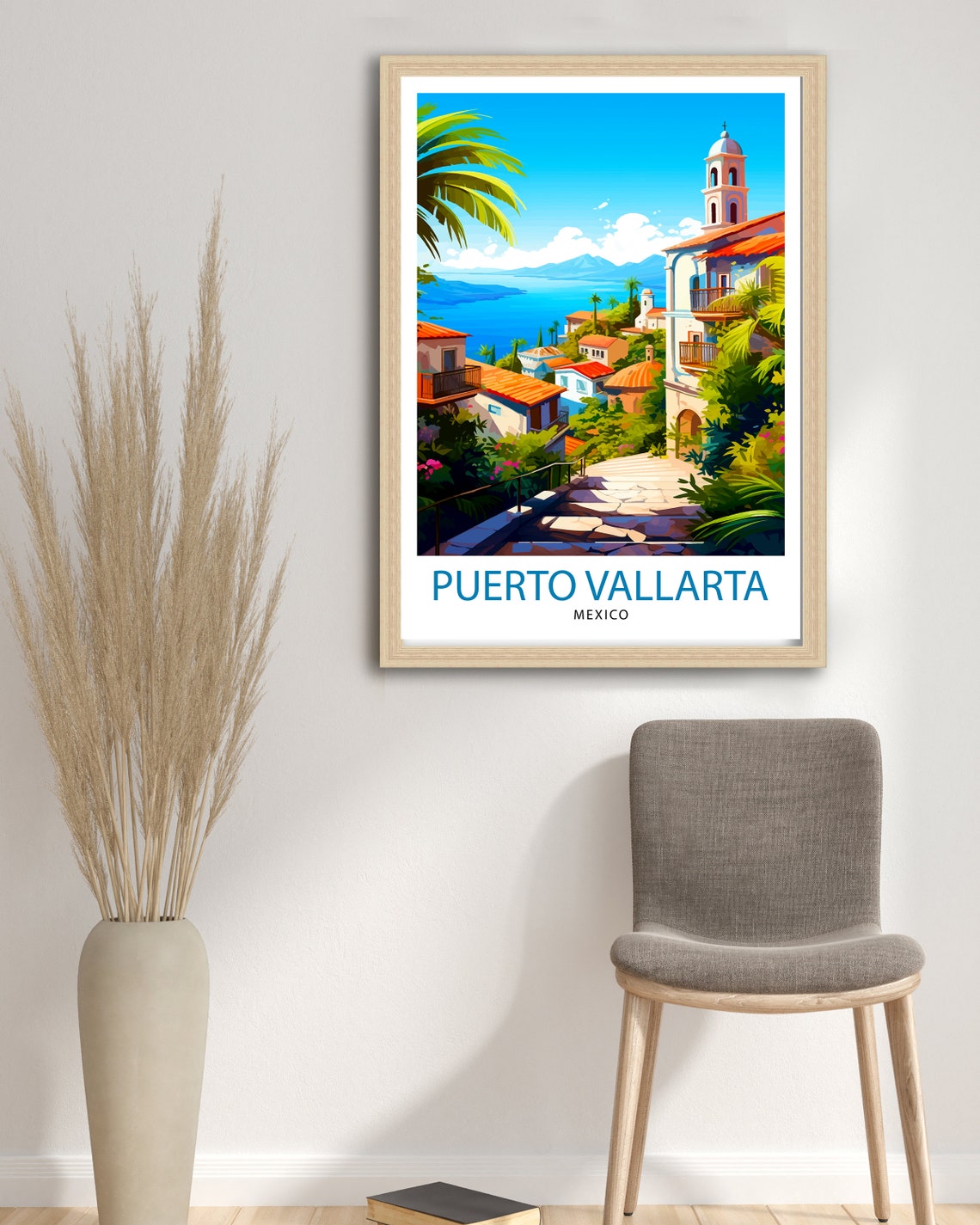 Puerto Vallarta Mexico Bay Old Town Colonial Travel Scene Poster - Image 3
