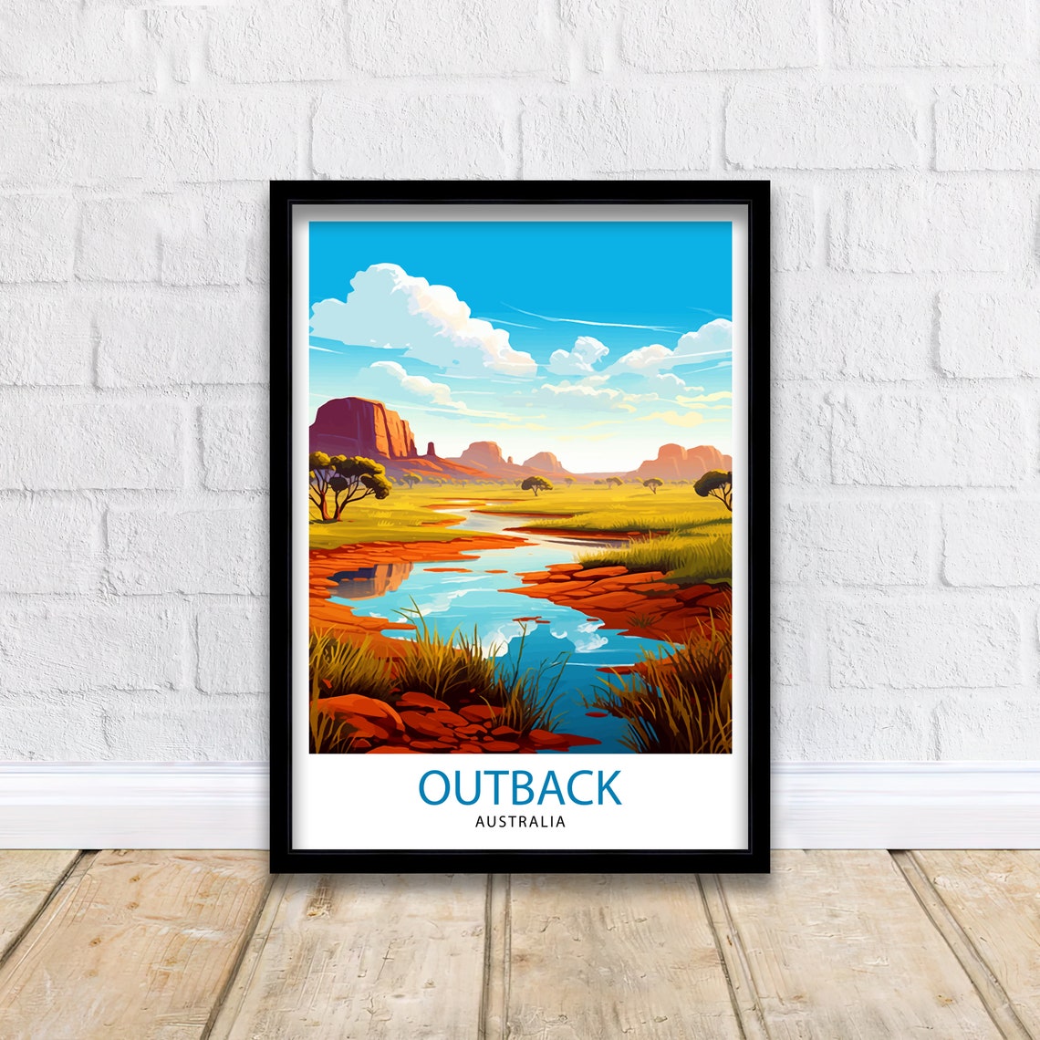 Outback Australia Red Desert River Vintage Travel Art Poster - Image 2
