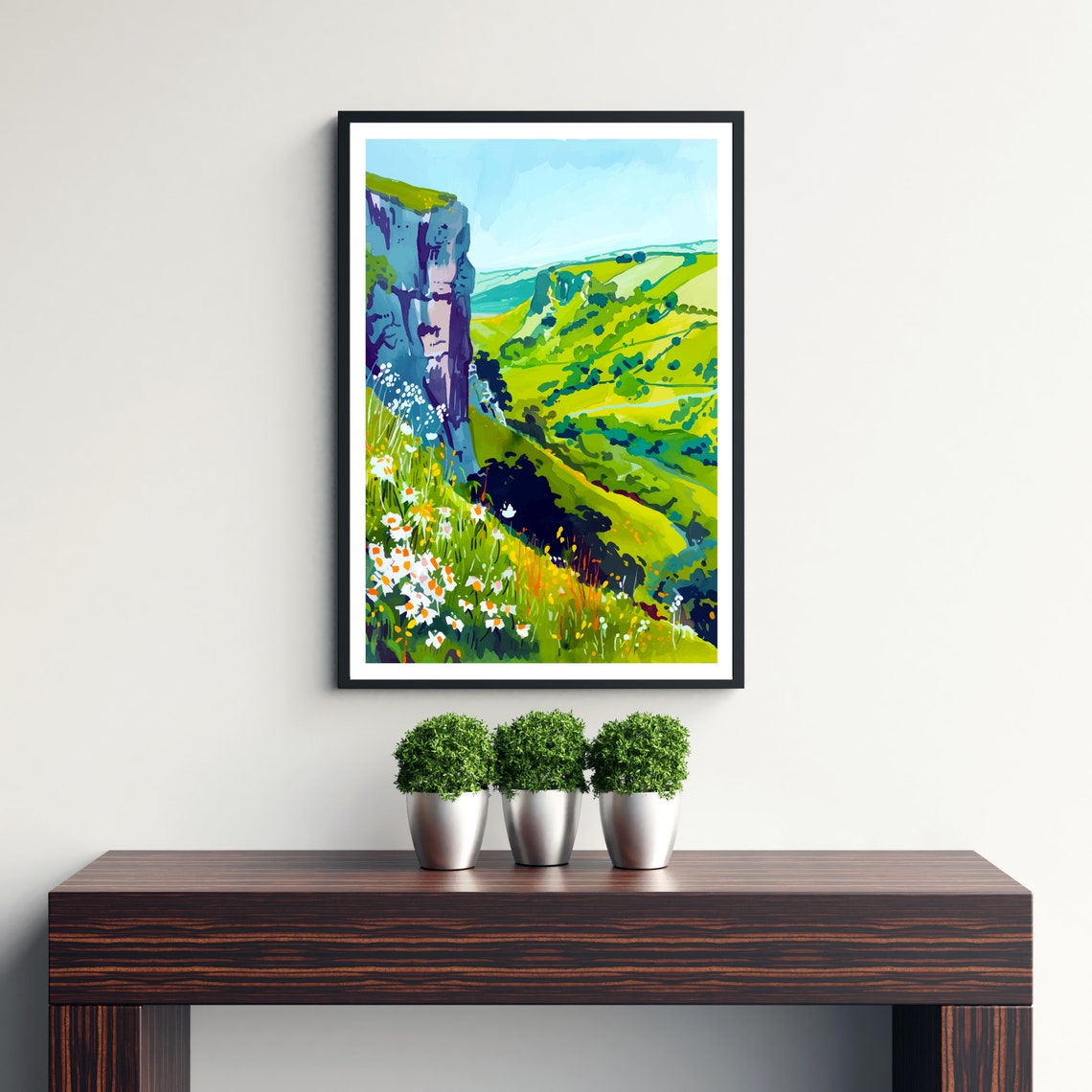 Mendip Hills Somerset Limestone Cliff Valley Wildflower Poster - Image 3