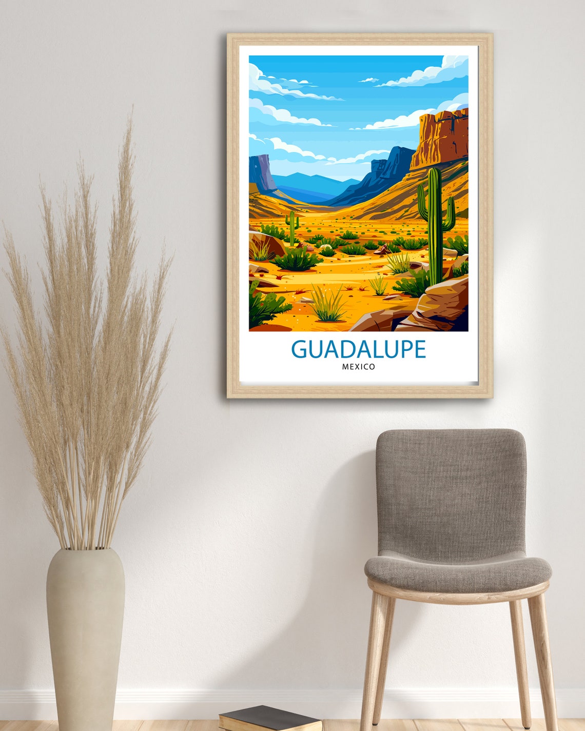 Guadalupe Mexico Desert Cactus Landscape Vintage Travel Poster - Image 2