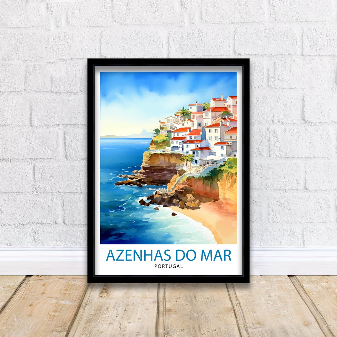 Azenhas do Mar Portugal Cliffside Village Ocean View Travel Poster - Image 2