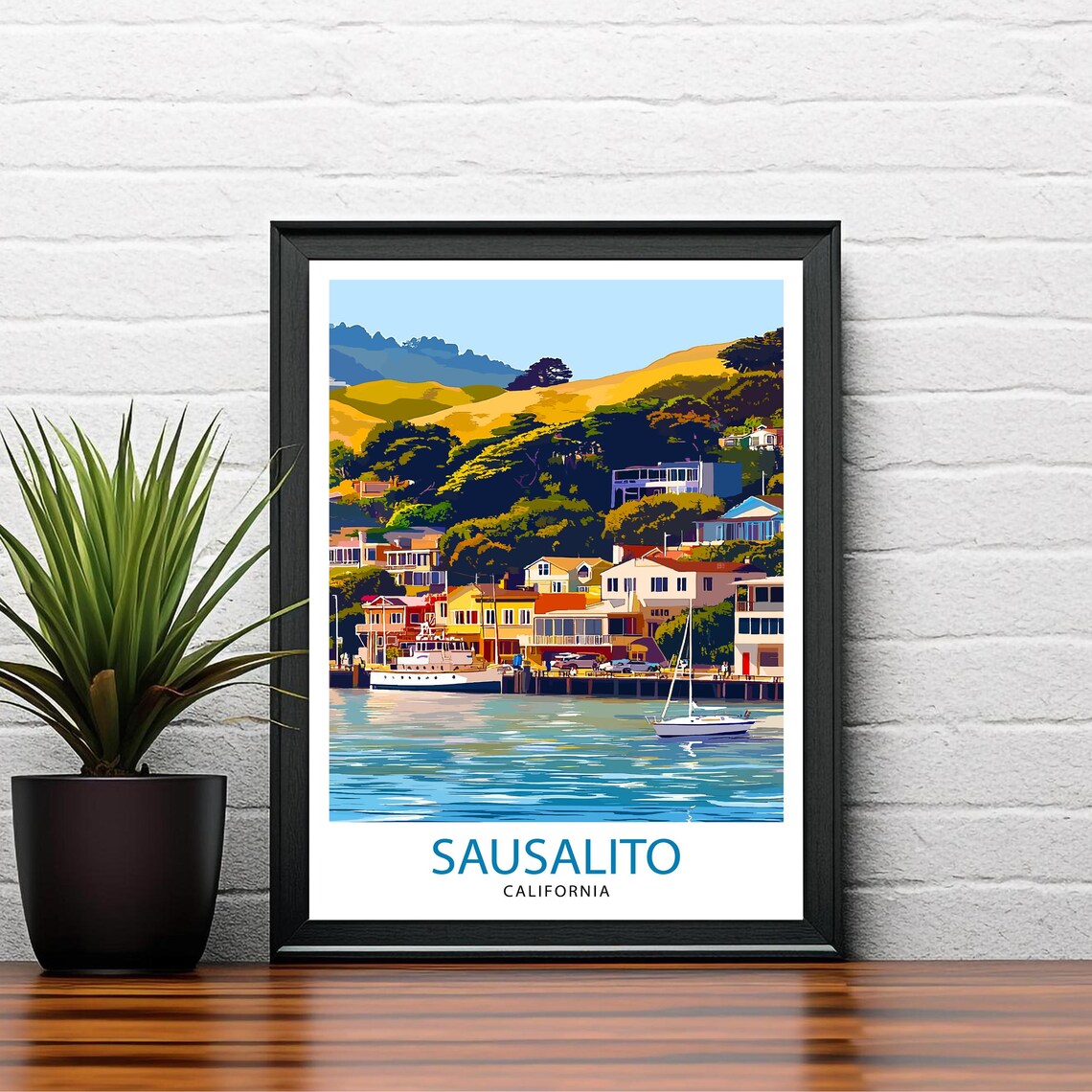 Sausalito California Travel Print, Scenic Landscape Poster - Image 2