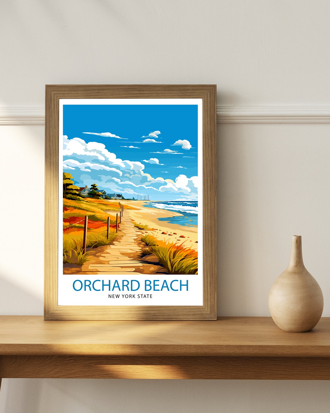 Orchard Beach New York State Wooden Boardwalk Dune Path Poster - Image 3