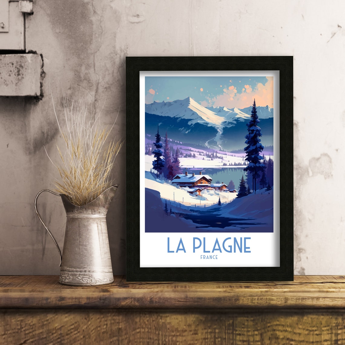 La Plagne France Travel Print La Plagne Wall Decor La Plagne Home Living Decor La Plagne Illustration Travel Poster Gift For La Plagne - Image 3