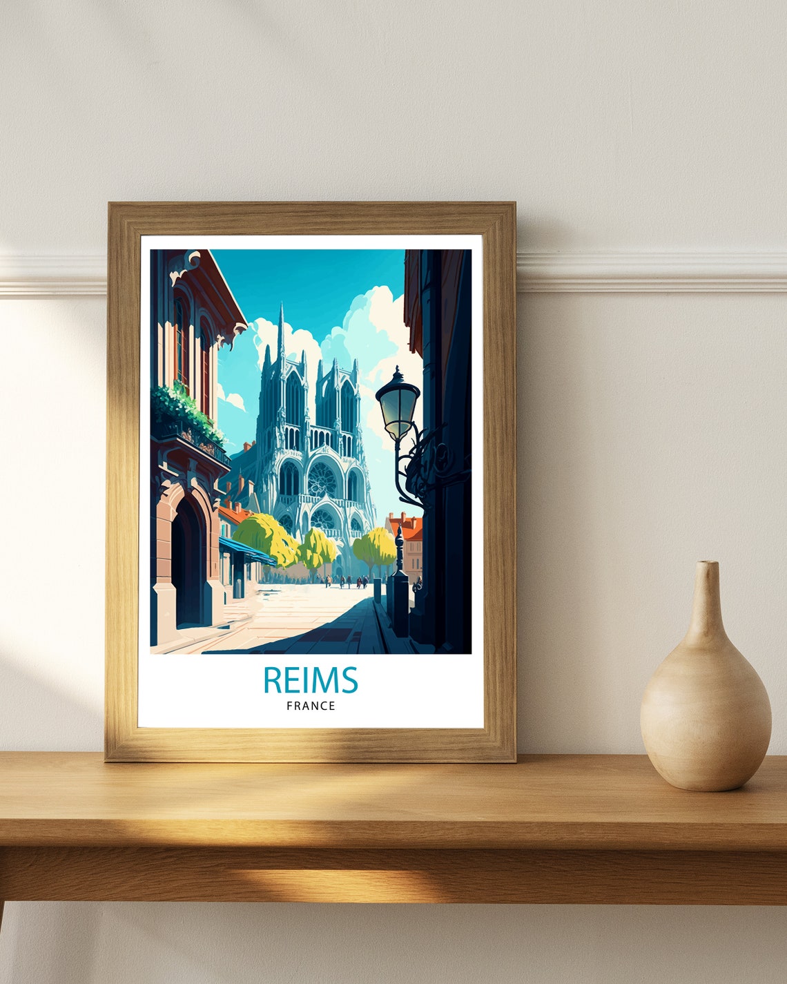 Reims France Travel Print Reims Wall Decor Reims Home Living Decor Reims France Illustration Travel Poster Gift For Reims France Home Decor - Image 2