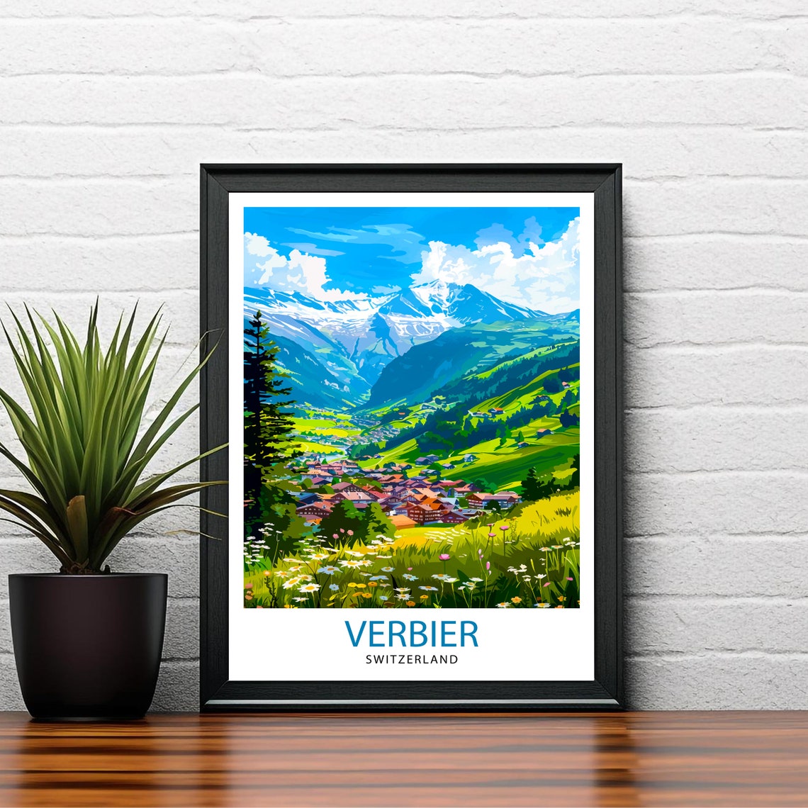 Verbier Switzerland Summer Alpine Meadows Snowy Peaks Travel Poster - Image 2
