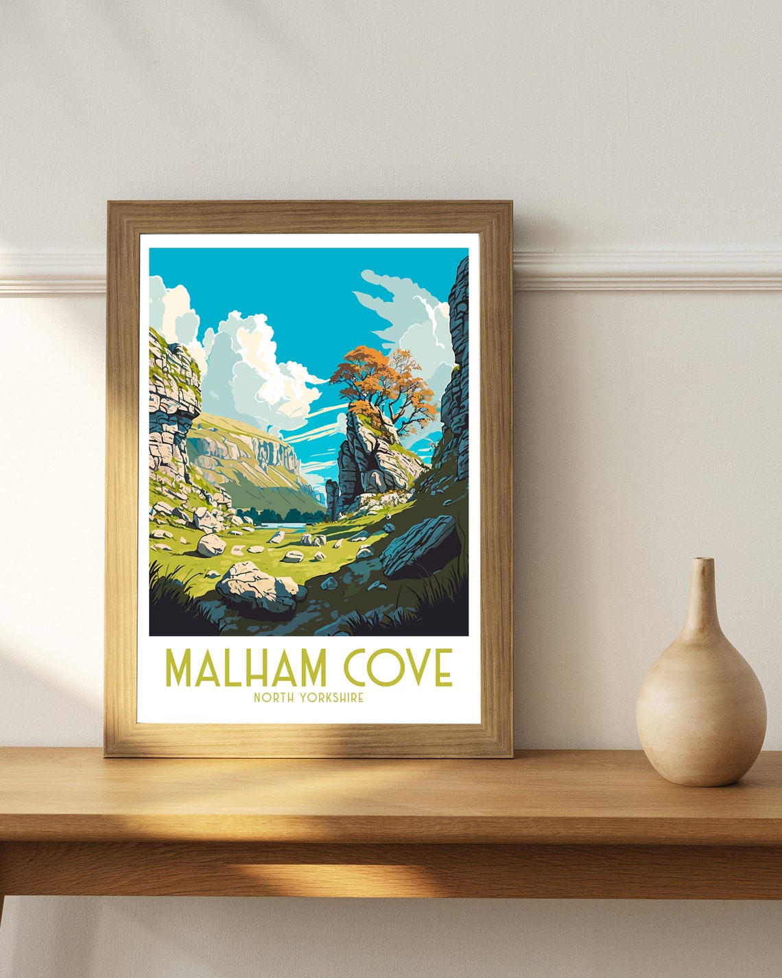 Malham Cove North Yorkshire Limestone Cliffs Valley Landscape Poster - Image 2