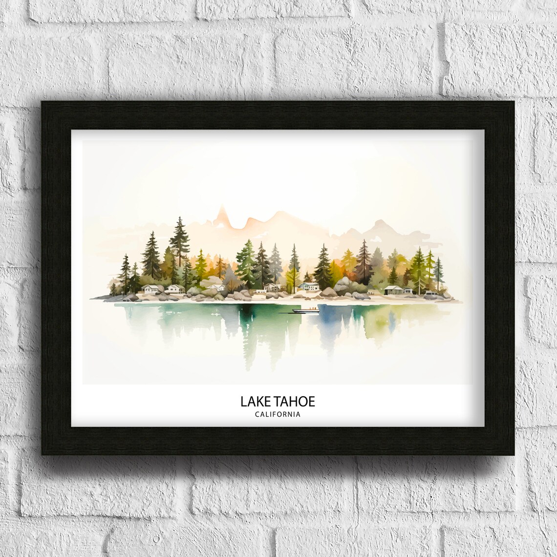 Lake Tahoe Illustration Travel Poster, California Decor - Image 3