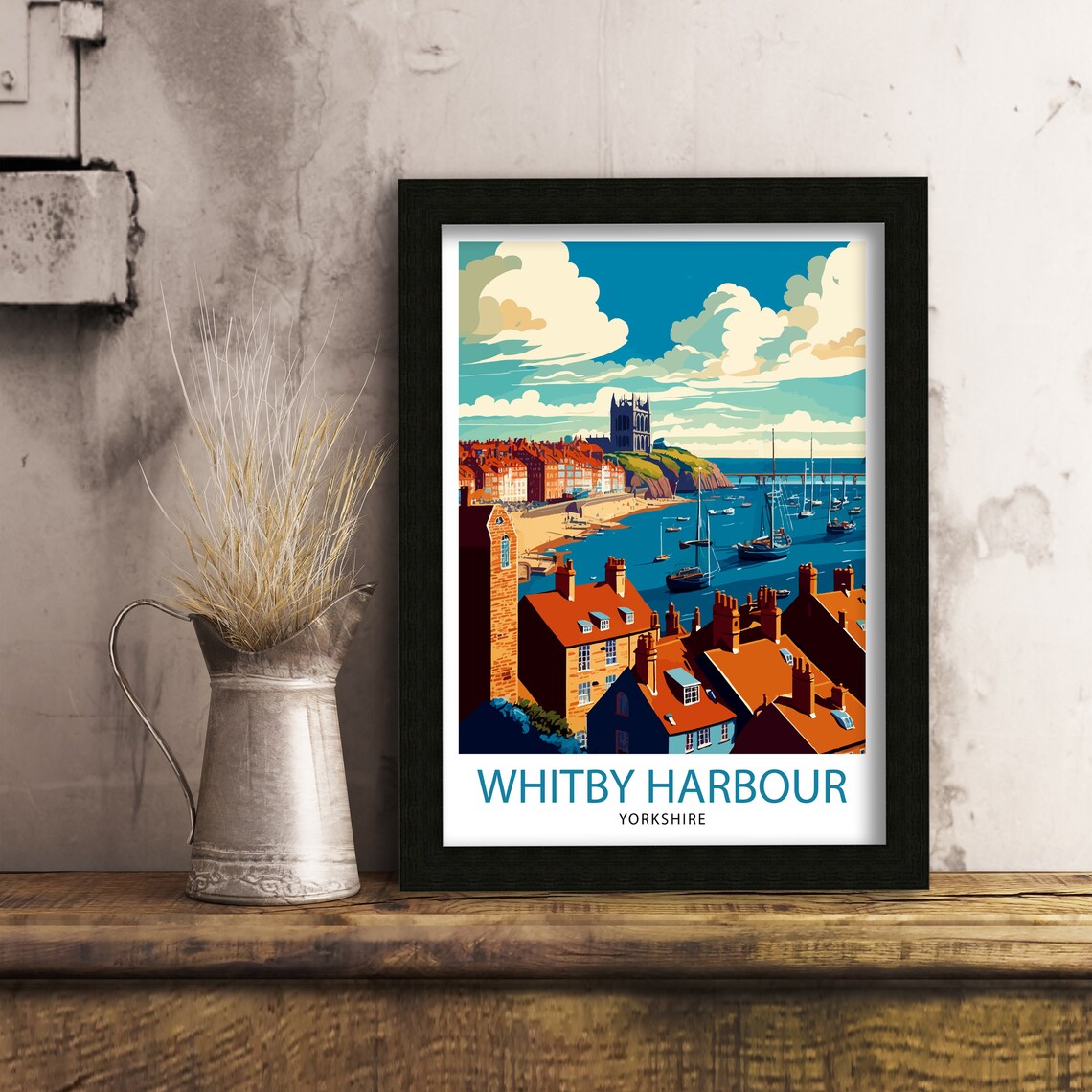 Whitby Harbour Travel Poster, Whitby Wall Decor - Image 2