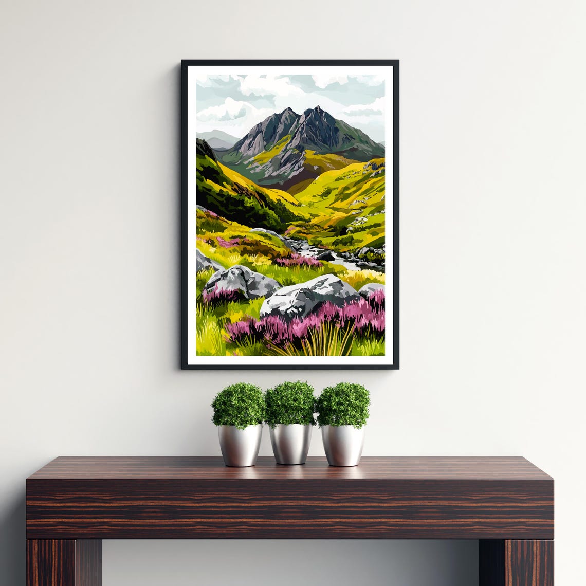 Snowdonia Wales Rugged Mountain Peak Heather Moorland Art Poster - Image 3