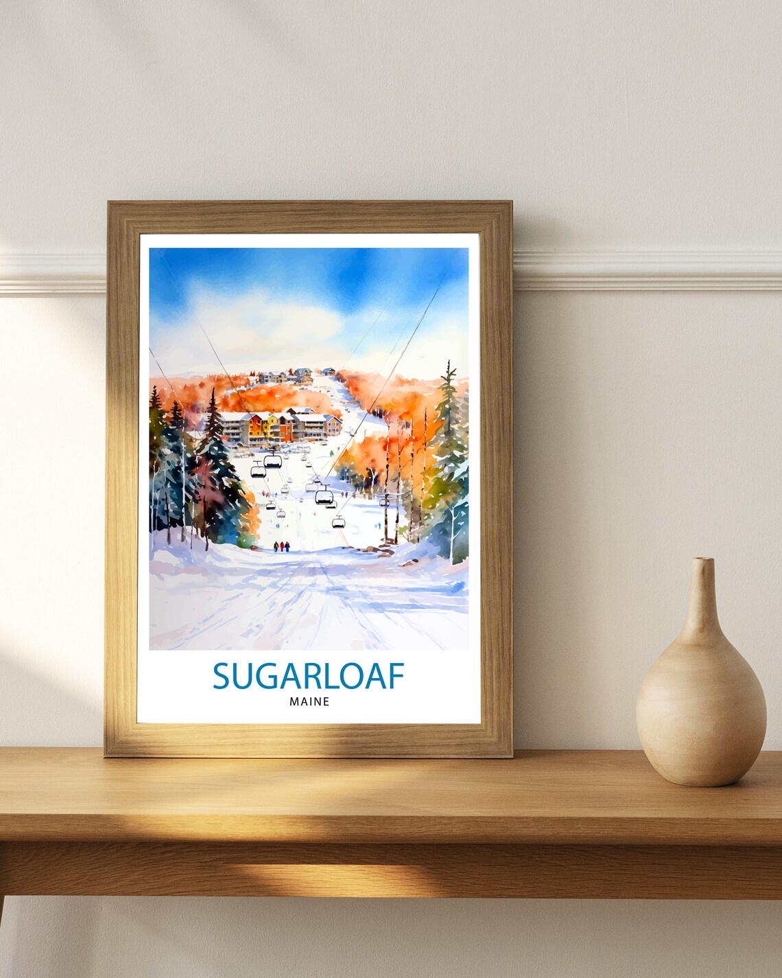 Sugarloaf Maine Ski Resort Travel Poster, Winter Landscape - Image 3