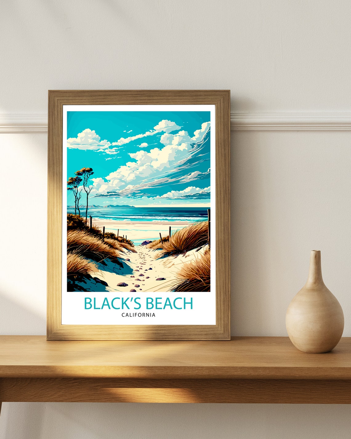 Blacks Beach California Sandy Dune Trail Vintage Travel Poster - Image 3