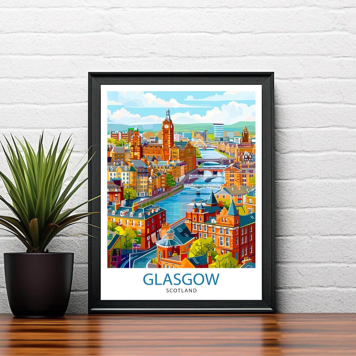 Glasgow Scotland Travel Poster, Europe Wall Decor - Image 2