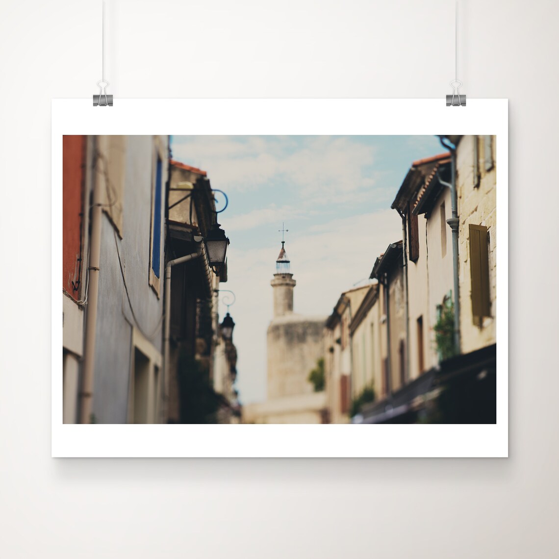 Aigues-Mortes Medieval Tower Seen Through Old Street Photo Print