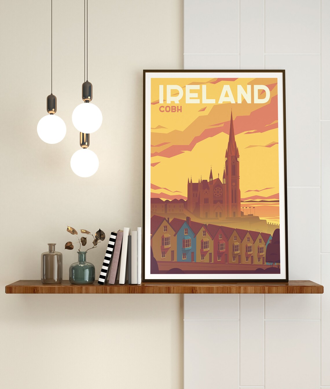 Cobh Ireland Cathedral Golden Sunset Vintage Travel Wall Poster - Image 3