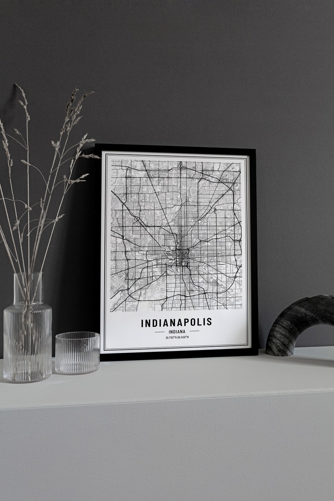 Indianapolis Indiana Minimalist City Street Map Art Decor Poster - Image 4