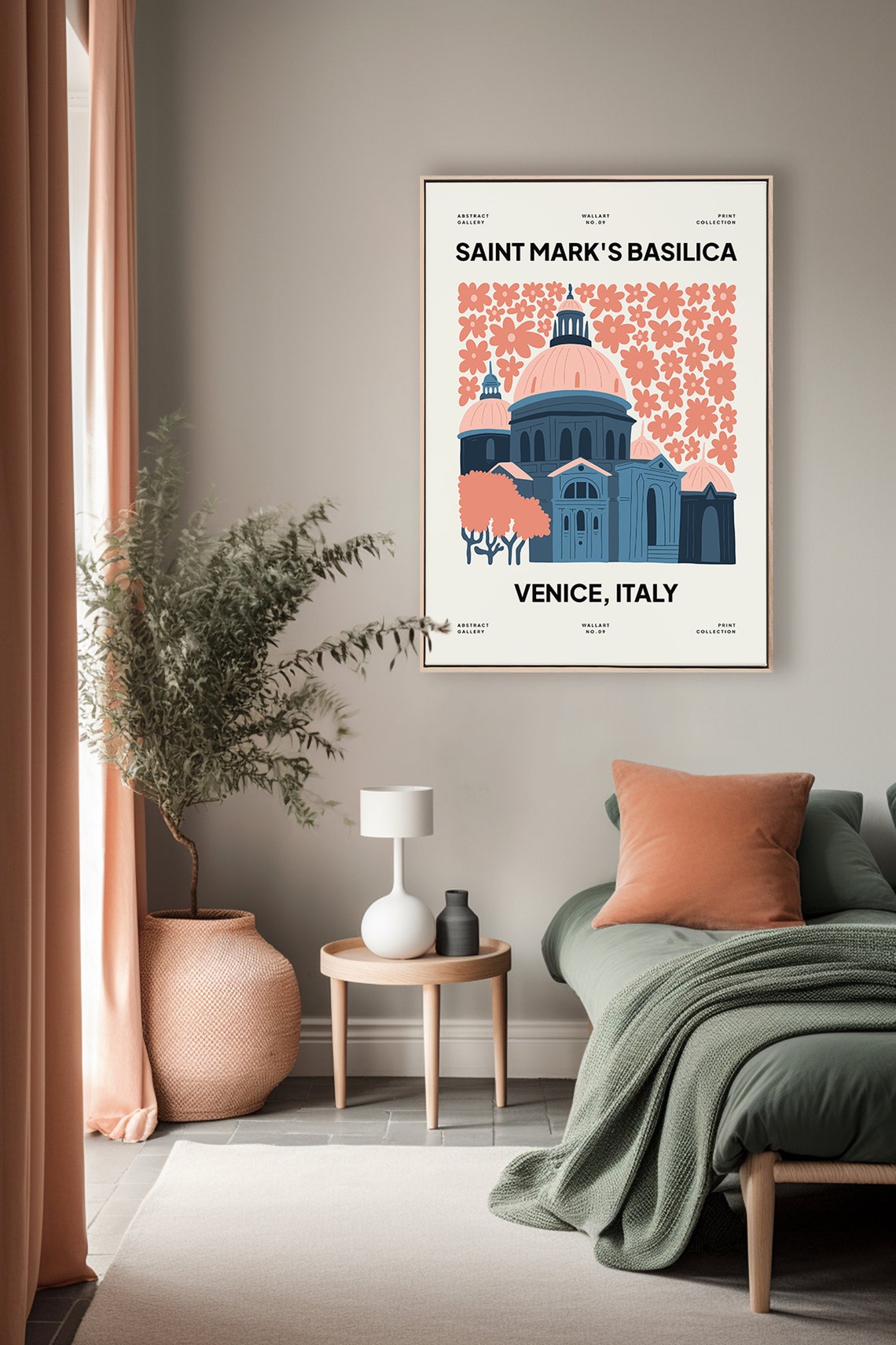 Saint Marks Basilica Venice Italy Blue Domes Floral Art Poster - Image 4