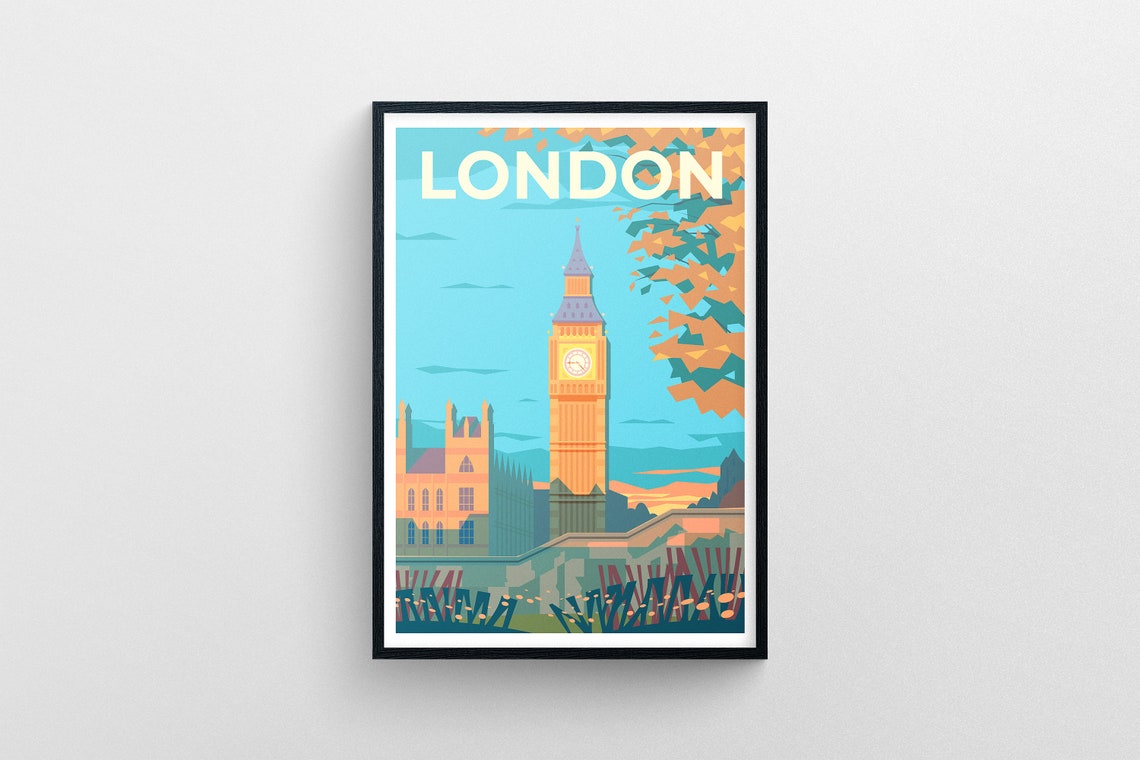 London Big Ben Westminster Autumn Leaves Clock Tower Travel Poster - Image 5