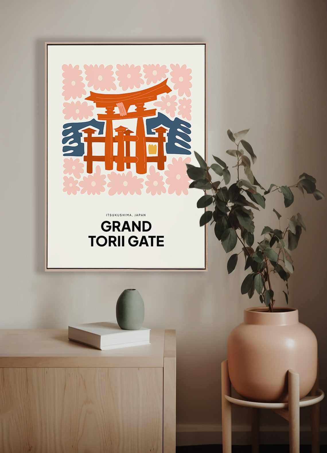 Grand Torii Gate Itsukushima Japan Floral Gallery Art Poster - Image 4