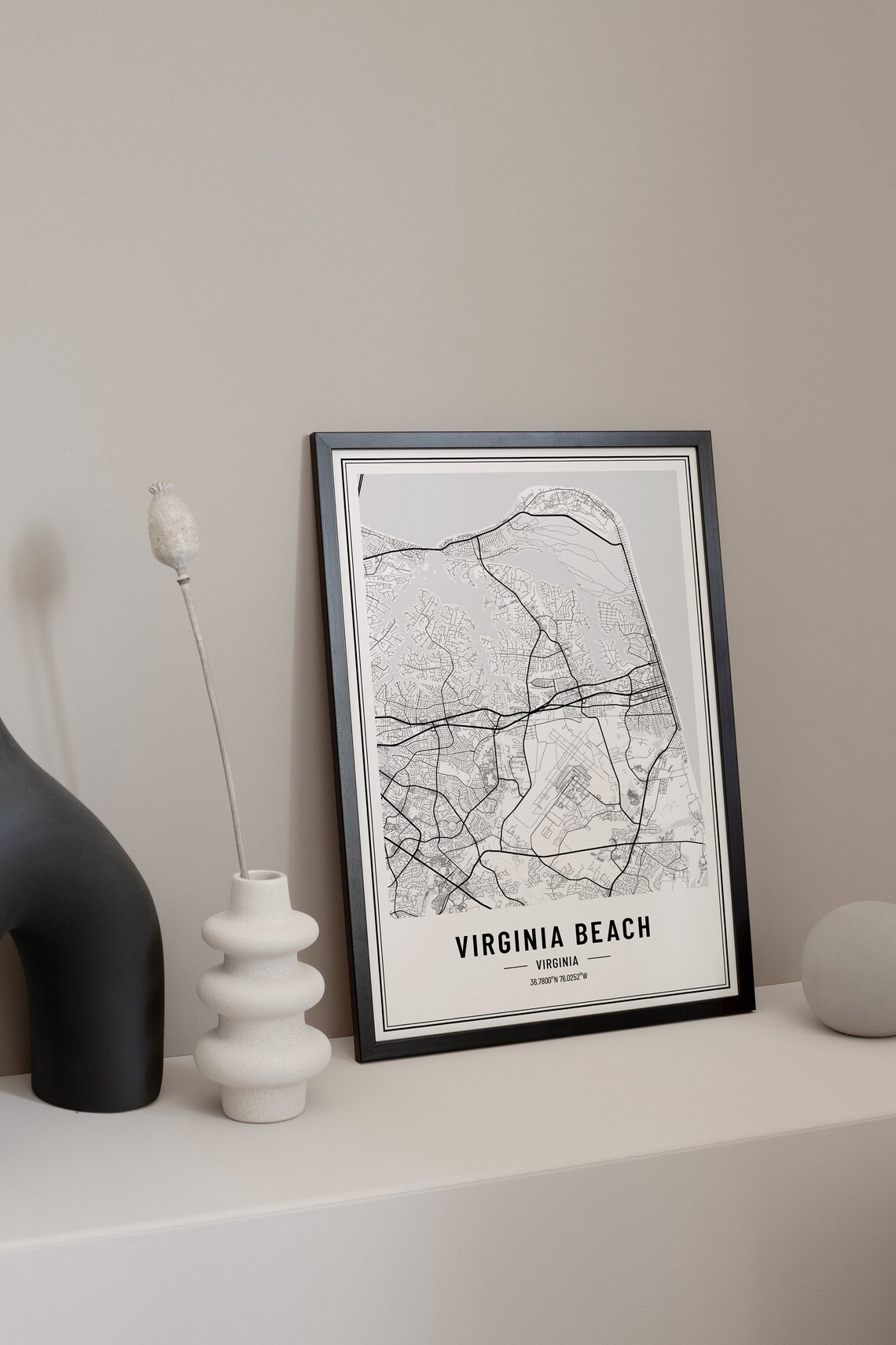 Virginia Beach Map Print, City Coordinates Poster - Image 3