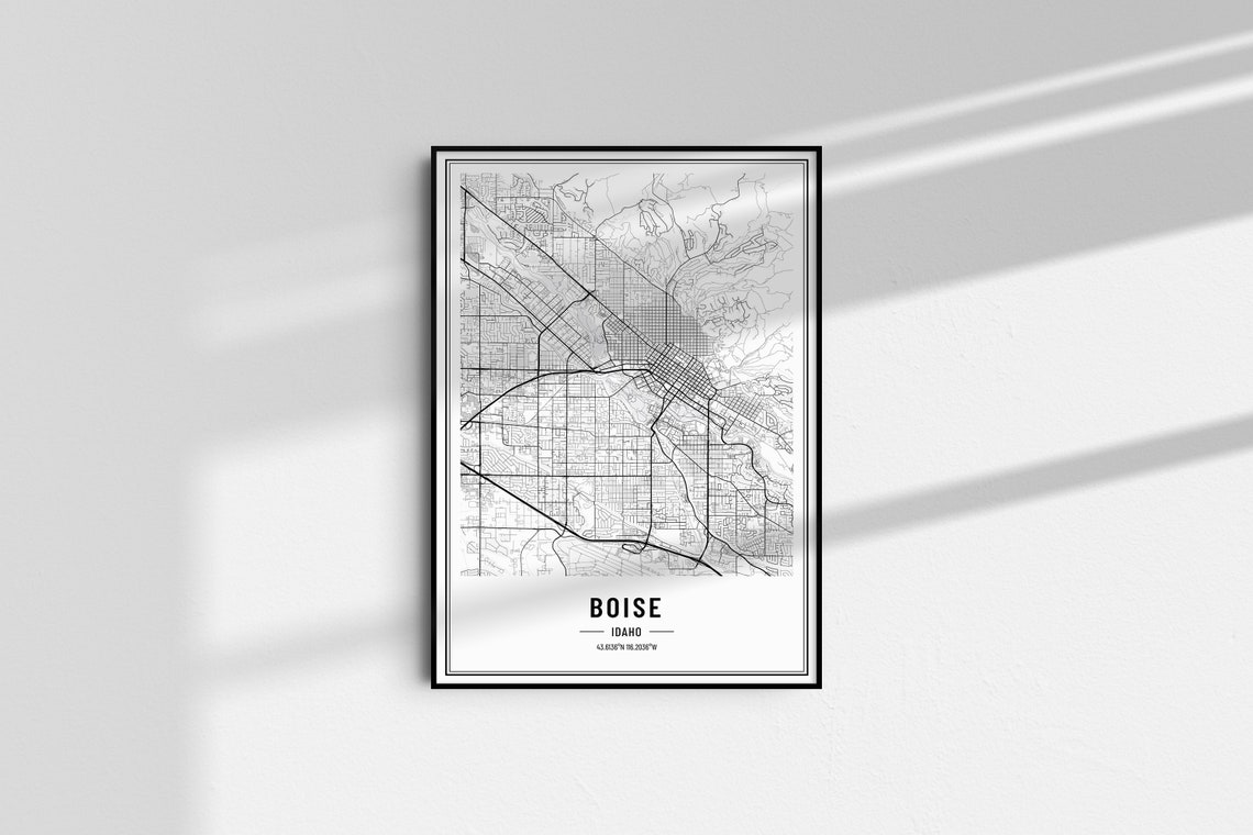 Boise Idaho Modern Black and White Minimalist City Map Art Poster - Image 4
