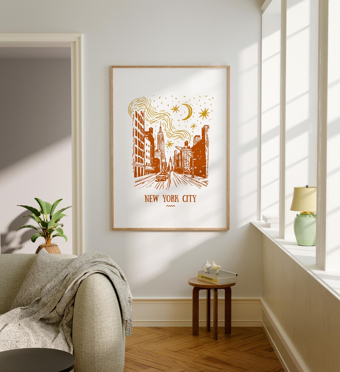 New York City Skyline Terracotta Line Art Poster Manhattan Decor - Image 5