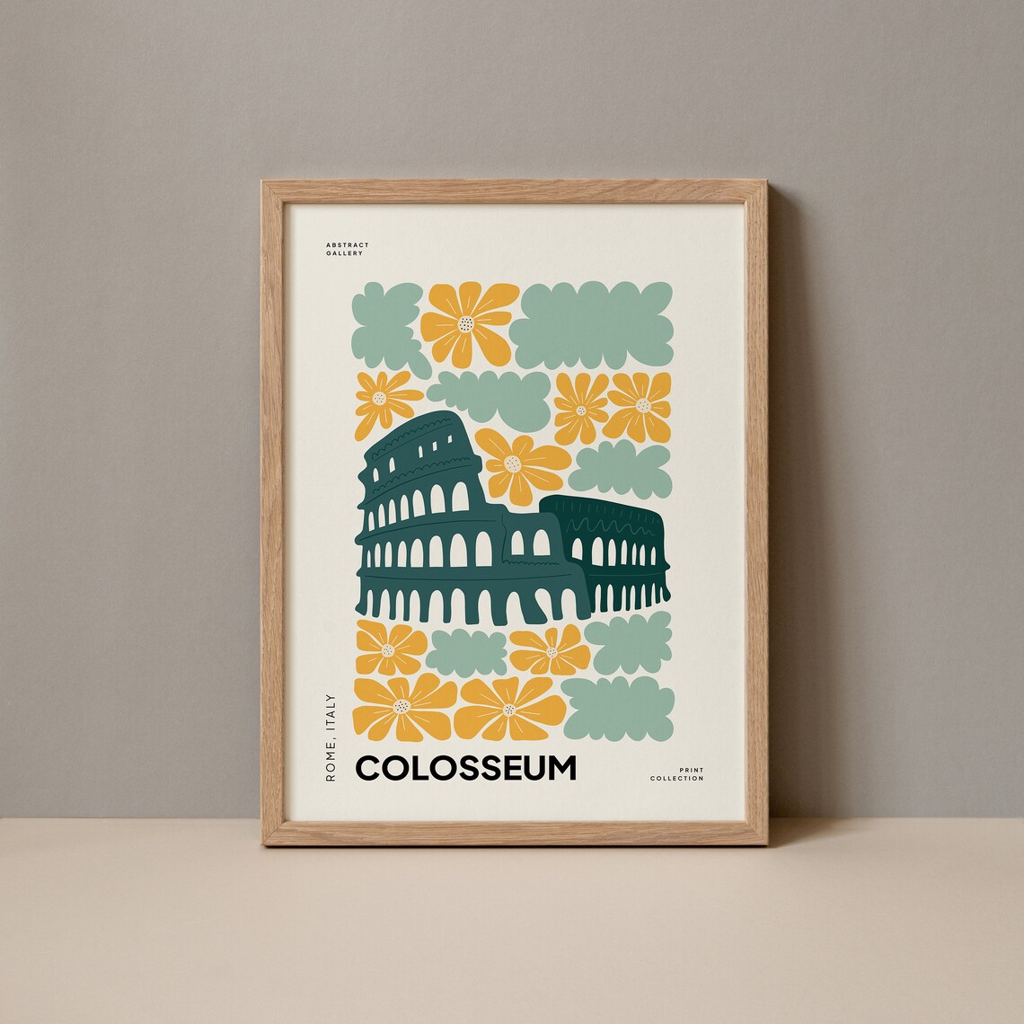 Beautiful Rome Colosseum Floral Abstract Art Poster Italy Travel