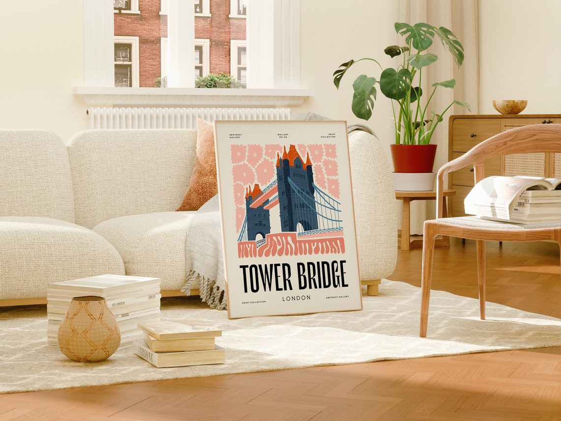 Tower Bridge London England Abstract Floral Gallery Art Poster - Image 4