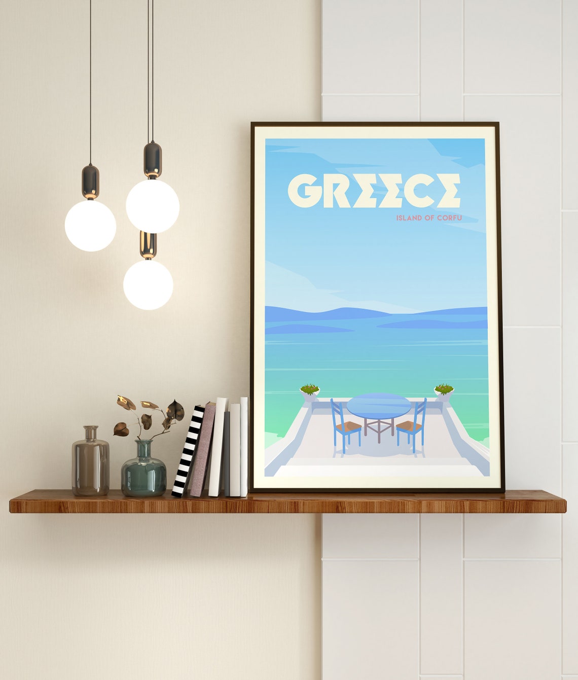 Island Of Corfu Greece Travel Poster Island Of Corfu Greece Wall Art Print Greece Travel Print Island Of Corfu Greece Travel Illustration - Image 3