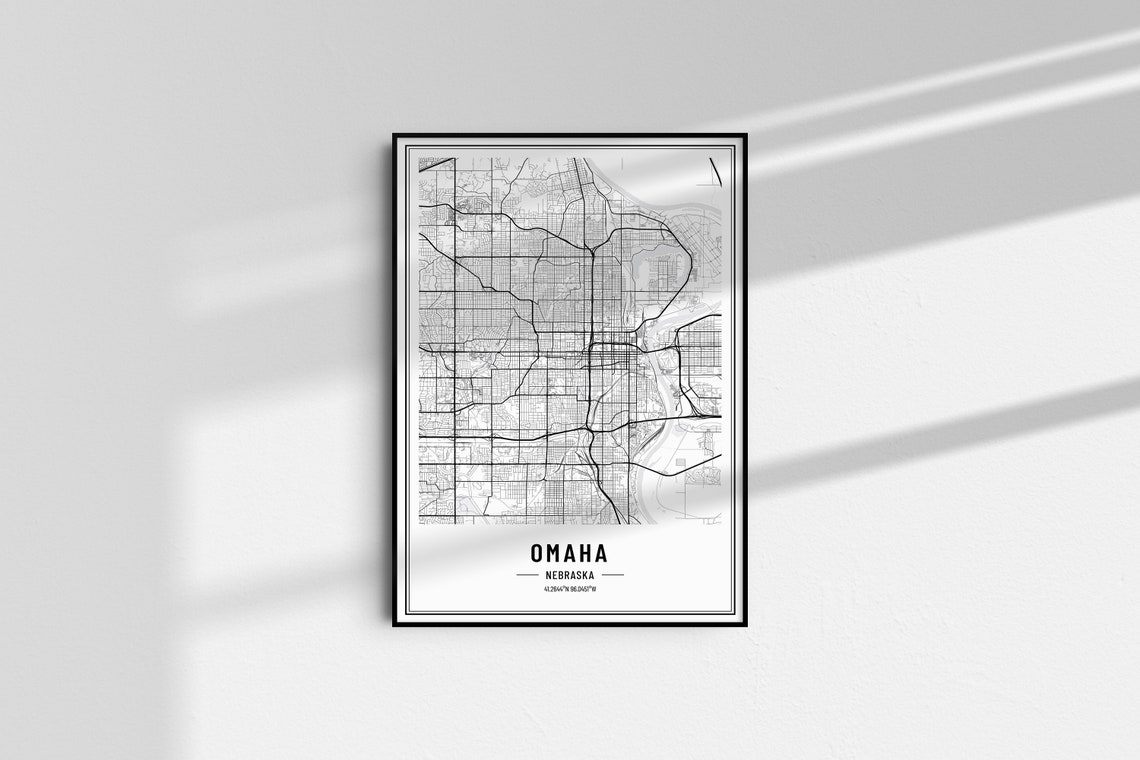 Omaha Nebraska Modern Black and White Minimalist City Map Poster - Image 4