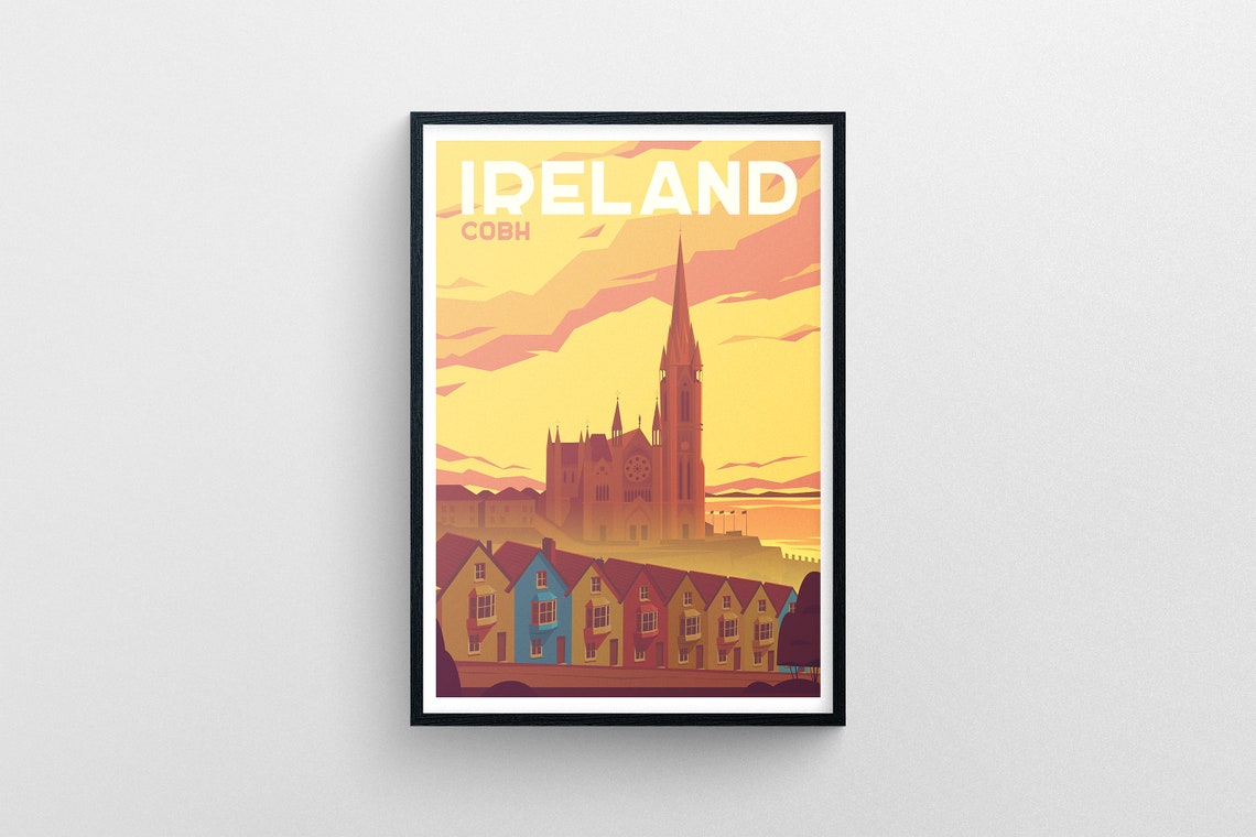 Ireland Cobh Travel Poster Ireland Cobh Wall Art Ireland Travel Print Ireland Wanderlust Poster Ireland Colorful Travel Illustration Art - Image 5