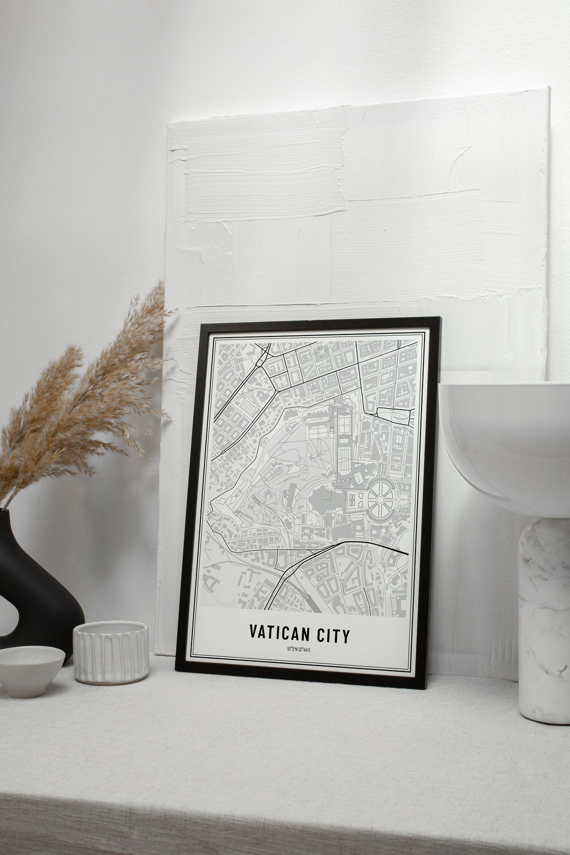 Vatican City Minimalist Street Map Black Line Art Poster Decor - Image 3