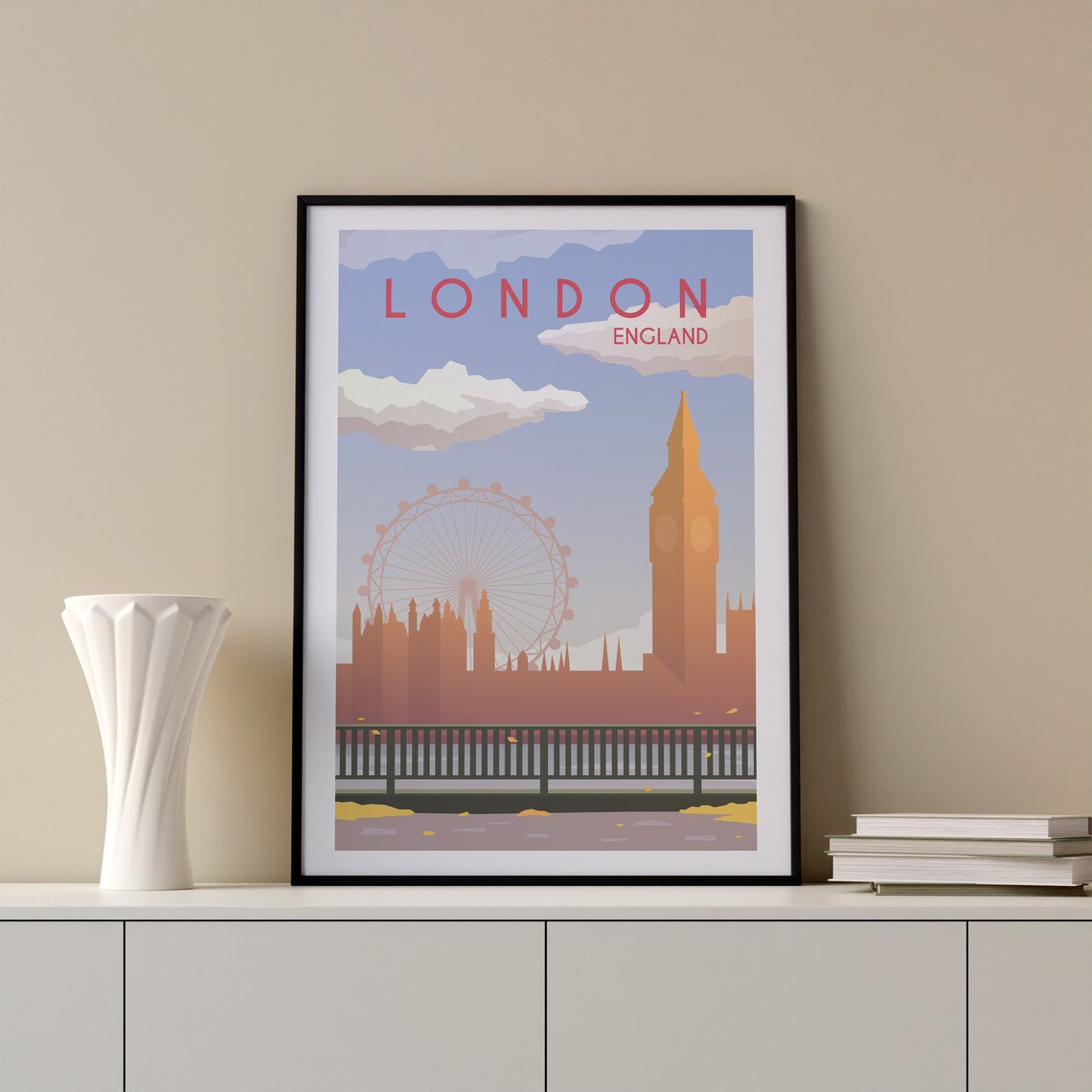 London England London Eye Big Ben Westminster Skyline Poster Art - Image 2