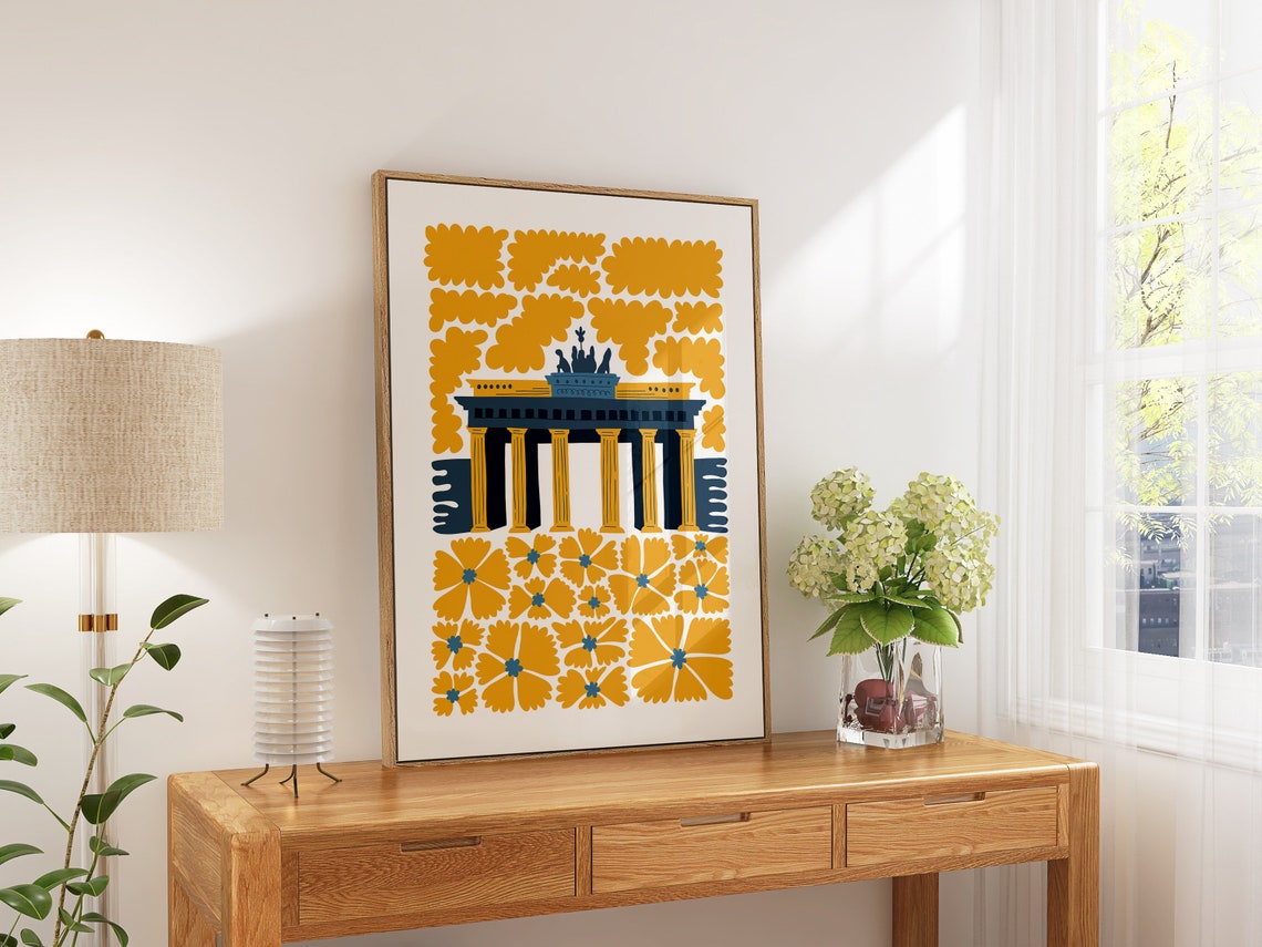 Brandenburg Gate Berlin Floral Abstract Landmark Art Wall Poster - Image 5
