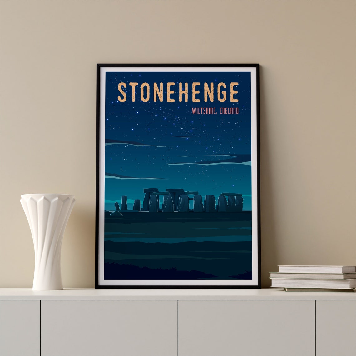 Stonehenge Wiltshire England Starry Night Ancient Stones Poster Art - Image 2