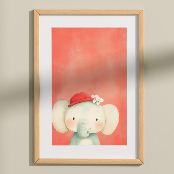 Cute Baby Elephant Wall Art Sweet Nursery Wall Art For Kids Whimsical Watercolor Poster